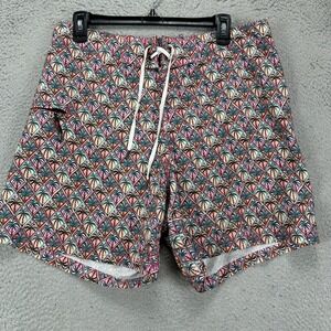 Just Bones Boardwear Mens Swim Trunks 34 Multi Palm Tree Print Cargo Pocket Logo